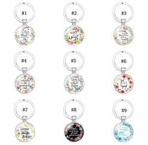 2019 Catholic Rose Scripture keychains For Women Men Christian Bible Glass charm Key chains Fashion religion Jewelry accessories6664128