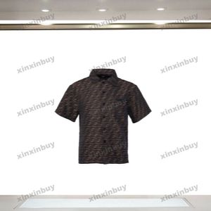 Xinxinbuy Men Designer Tee Tシャツ2024イタリアダブルレターJACQUARDファブリックローマデニムファブリックショートスリーブコットン女性ブラックブルーカーキXS-2XL