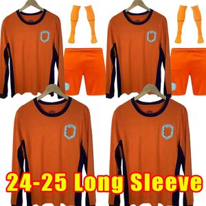 Long Sleeve 2024 2025 Holandia Memphis piłka nożna de Jong Holland de Ligt Wijnaldum van Dijk 24 25 koszulka piłkarska Kit Dumfries Fan Wersja gracza