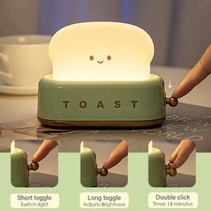 Tischlampen Toast Cartoon LED Night Light Süßes Wohnkultur Kawaii Brottischlampen Nacht Stillen tragbar