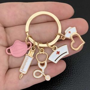 Keychains Bedanyds News Doctor Keychain Tool Medical Tool Key Ring injeção de anel estetoscópio enfermeira Capadeira chave MedicO Gift Diy Jóias feitas à mão Y240510