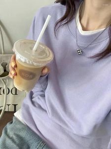 Felpa con cappuccio femminile Donne rotonde viola Purple Terry Selda 2024 Spring Autumn Star Pendant Casual Pullover sciolto