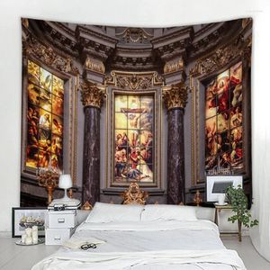 Tapisserier European Stil Church Building Bakgrundsdekoration Tapestry Mandala Bohemian Hippie Wall