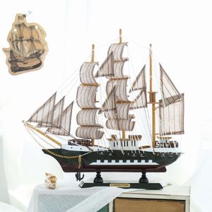 30cm Smooth Sail Mediterranean Style Sailboat Model Wine Cabinet Decoration Small Wooden Boat Crafts