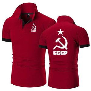 Camisetas masculinas camisa de pólo masculino cccp russia União soviética Moscou impressão casual high Quty short slves homem harajuku clássico tops t240515