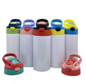 350ml Sublimation Blank Stainless Steel Water Bottles Tumbler with Straw for Kids Vacuum Flask fy4309 04221010946