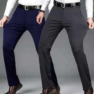 Men's Pants 29-42 Mens Summer Thin Fashion Business Casual Suit Pants Long Pants Mens Elastic Straight Slve Formal Pants Plus Size Y240514