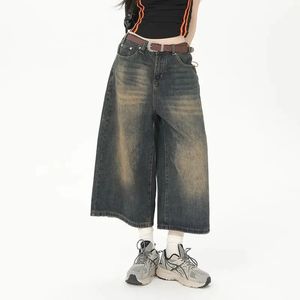 Deeptown Vintage Loose Jorts Jeans Y2K Streetwear Oversize Shorts Denim Pants Korean Fashion Baggy Grunge Trouser Summer Neutral 240515