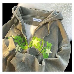 American Hooded Jacket, Unisex Spring Autumn Thin College 스타일 느슨하고 고급스러운 까마귀