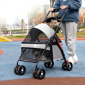 Dog Carrier Foldable Pet Stroller 4-Wheel Travel Pushchair Jogger With Storage Basket For Puppy Cat Transport Suplies