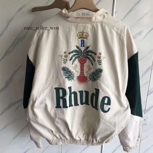 Rhude 셔츠 Rhude Mens T 셔츠 Rhude 남자 재킷 편안한 패션 두꺼운 두꺼운 Rhude 빈티지 패치 워크 코코넛 캡슐 지퍼 재킷 겨울 코트 351