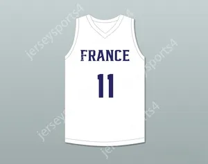 Custom Nay Mens Youth/Kids Ousmane Dieng 11 France White Basketball Jersey 1 Top сшитый S-6xl