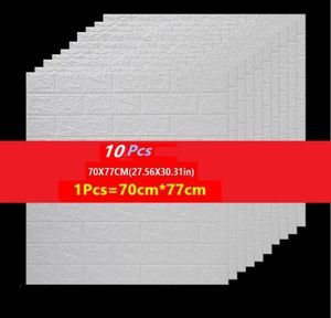 10個の壁ステッカーPE泡自己肥大症の壁紙皮とスティックリビングルームのための3Dアート壁パネル