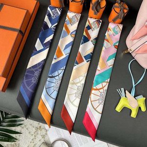 Woman Designer Silk Scarf Luxury Summer Scarves Jumping Spring Scarf Binding Handle Long Silk Ribbon 18mm Diagonal Double Sided Binding