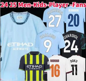 2023 2024 25 De Bruyne Haaland Soccer Jerseys Foden Grealish Mahrez Mans Cities Football Shirt Bernardo Phillips Rodrigo 23 24 4th Ytic Nam Man Kids New Year Special