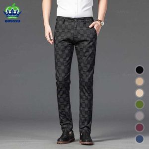 Men's Pants 2024 New Mens Casual Plaid Pants Business Casual Slim Fit Black Blue Red Khaki Classic Style Trousers Male Brand Luxury Clothes Y240514