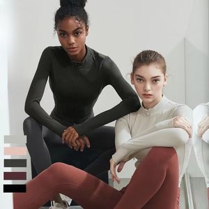Mode AO Yoga Workout Sport Coat Jacket Clodings Outfit Hidden Reißverschluss Pocket Damen Casual Sportswear Training Fitness Kee