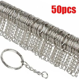1050st Metal Keychains With Split Ring Link Chain Key Rings KeyFob Pendants Holder Rings DIY Chains Keyring Wholesale 240506