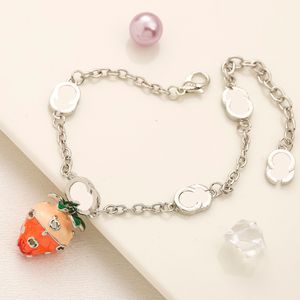 Boutique 925 Silver Plated Bracelet Brand Designer New Strawberry Cute Bracelet High Quality Romantic Love Gift High Quality Bracelet With Box Birthday Party