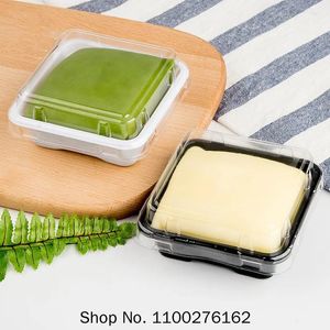 Retire os recipientes 50pcs de alta qualidade Creme Cream Cake Takeaway Box Box Baking Decoration Mousse Cheese Plastic with