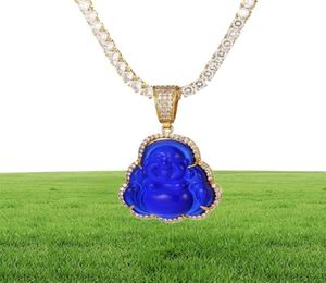 Gucy Blue Buddha Pendant med Baguette AAA Cubic Zircon Hiphop Halsband Tennis Chain Hip Hop Punk smycken CX200721243Y5543891