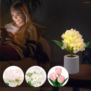 Table Lamps Flower Lamp Decorative Artificial Night Light USB Rechargeable Fake Bouquet Bedside LED Potted