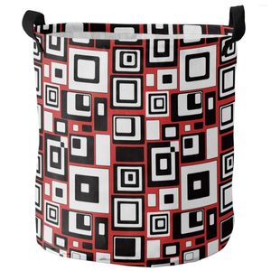 ランドリーバッグ幾何学的長方形赤い黒いダーティバスケット折りたたみ可能な防水性ホームオーガナイザー衣料品キッズおもちゃストレージ