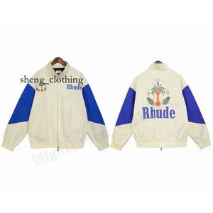 RHUDEジャケットレーシングメンジャケット女性マンジャケットファッションストリート長袖ヒップホップスタンドカラーコートメンズrhudeスポーツコート衣類サイズS-xxl 871