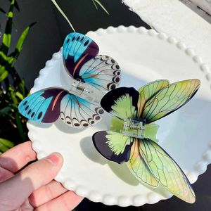 Hair Accessories YHJ Beautiful Butterfly Series Hair Claw Big Butterfly Hair Claw Clip Shark Hair Claw Accessories in the Forest d240515