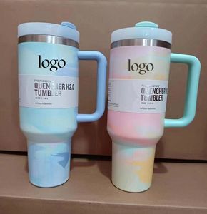 1pc New Quencher H2.0 40oz Stainless Steel Tumblers Cups With Silicone Handle Lid and Straw 2nd Generation Car Mugs Vacuum Insulated Water