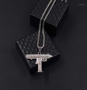 Hip Hop Iced out gargantilha Número de shinestone Full Machine Gun Pendent 2021 Colares apresentam Bling Rapper Jewelry Chains3483463