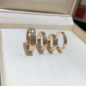 Luxusring für Paare Nicht -Mondefrmation High Classic Love Ring reine silberne Licht breit schmal mit Original -Logo -Kartier