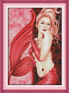 Ferramentas Red Mermaid Home Decor Painting, Artigo de bordado de ponto cruzado de bordado de bordado de bordado