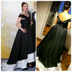 Schwarz plus size weiße schwarze prominente lange abend kleider von schulter taft rückenlosen abendkleidern kleiderlänge prom Kleider 189J