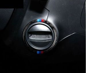 Stickers Carbon Fiber Interior Car Ignition Keyhole Ring Decoration Cover M Stripe Trim For BMW e60 5 series 20082010 Car Styling