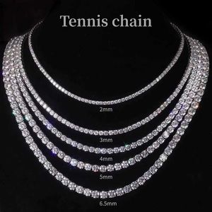 Теннис Lycfn 2-5-мм мосиликоны с полным алмазом-теннисным ожерельем GRA 925 Серебряная серебряная 18-километровая свадебная свадебная вечеринка украшения D240514