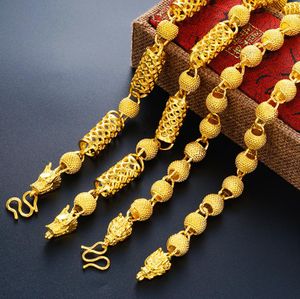 24k Placted Nuovo Vietnam Allulive Gold Necklace Gold Chain Gold Beads Rubinetto maschile Dugginevo Spesso Crazone alto Colore Reten7955872