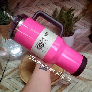 Elektrisch neon weiß schwarz rosa gelb grün rot rot locker h2.0 Tumbler 40 oz Tassen mit Griff Deckel und Strohautos Schokoladengold 40 Unzen Wasserflaschen 0515