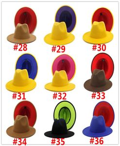 Panama Cap Jazz Formal Hat Lady Fedora Hats Hats Fashion Patchwork Wide Brim Caps Unisex Trilby Chapeau for Men Women Red Black 204978488