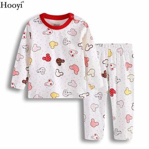Pyjamas Hooyi Karaktär Baby Girls Clothing Set Baby Sleep Set 100% Cotton Soft Newborn Pyjamas Kläder Set Childrens T-shirts and Pants D240515