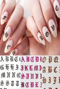 1pc gotisk bokstav 3d nagel klistermärke rosguld ord nagelreglage deklar lim klistermärke tips manikyr konst dekoration7252359
