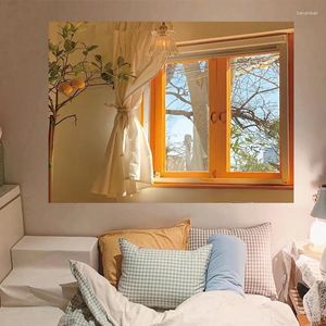 Tapestries Window Outside The Cloud Background Cloth Fashion Home Atmosphere Decoration Supplies Hanging Living Room Bedroom Tapestry