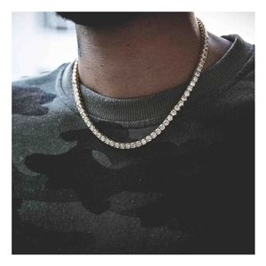 Tennis Iced Out Classic Micro Tennis Necklace Icy Choker Cz Tennis Chain Iced Out Fold Over Buckle Hip Hop Necklace Mens Gift Chain d240514
