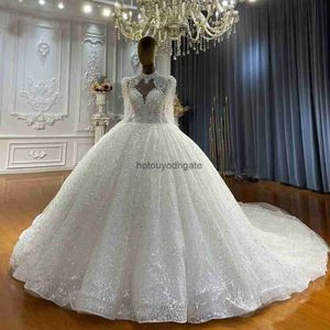 Sexiga spetsapplikationer Festklänningar långärmad hög bröllopsklänningar rygglös elegant a-line vestidos de novia