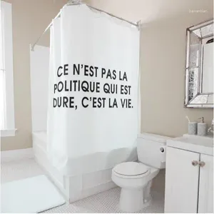 Cortinas de chuveiro clássico CE n'est pas la Politique Quiest Dure C'est Vie Bath Bath Modern Inspirational Quote Banheiro Cortina 180