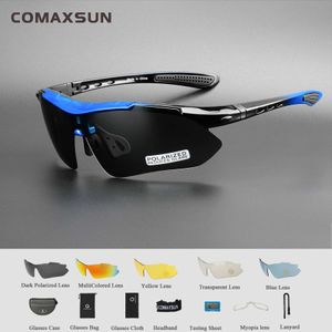 نظارات النظارات في الهواء الطلق Comaxsun Professional Professional Bicycle Goggles Goggles Outdoor Sports Sunglasses UV 400 مع 5 عدسات TR90 2 styleq240514