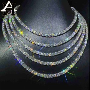 in Stock with Certificate 3mm 4mm 5mm Vvs Diamond Moissanite Tennis Chain Necklace Bracelet 925 Silver Iced Out Chain