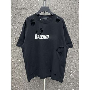 designer T-shirts Ballencagss Hoodies Men's Sweatshirts The B family's art is torn worn and torn. Paris band's summer classic wash T-shirt black short sleeved 4I4Y