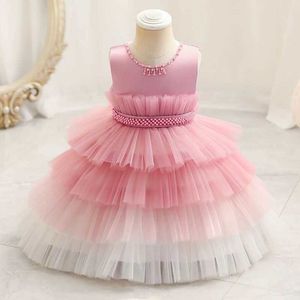 Girl's Dresses Childrens wear babys first birthday party dress color matching gradient Lace Princess Baby Girl Christmas Party Prom Dress Y240514