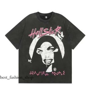 Shirt Hellstart Hellstart Short Hellstarshorts Hell Starr Hellstarr Rappe Mens and Womens T-shirt Singer Wash Heavy Craft Coup